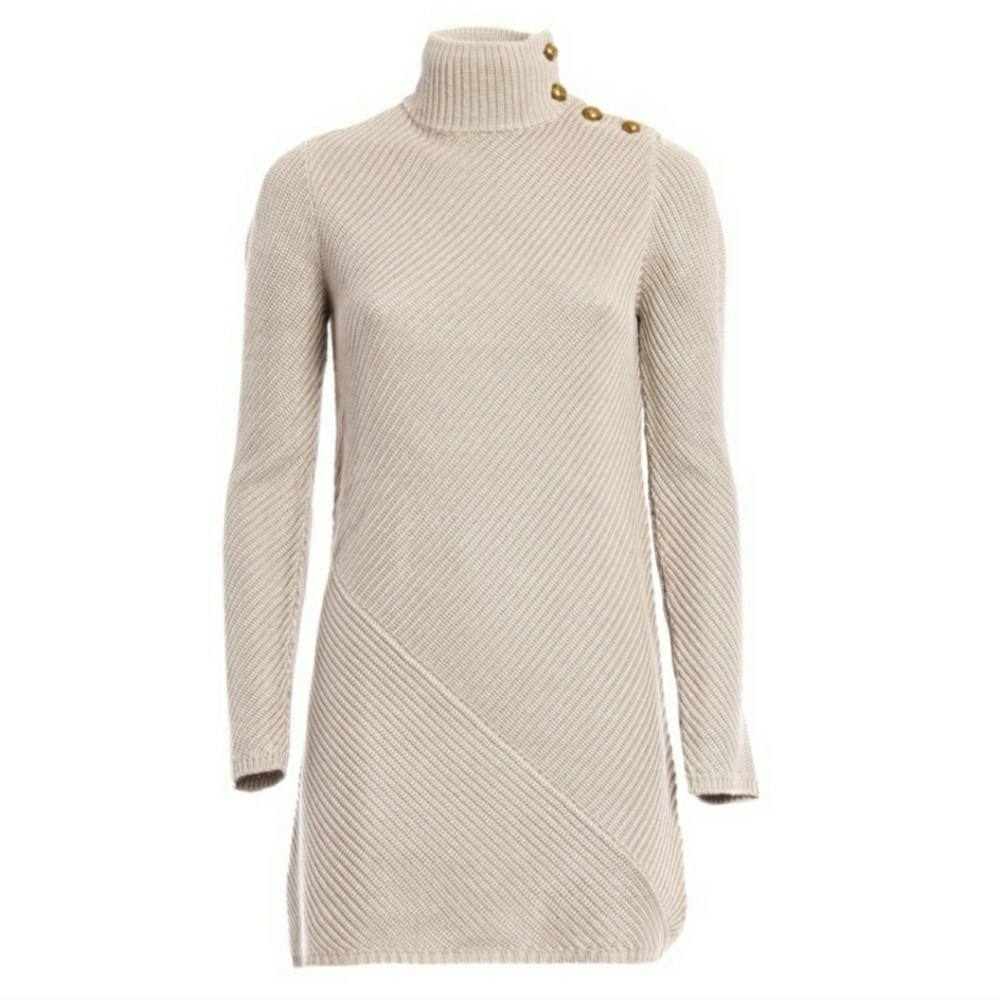 Tory Burch Brodie Tunic Dress Sweater Viscose Turtleneck Knit Size Medium - Picture 13 of 13